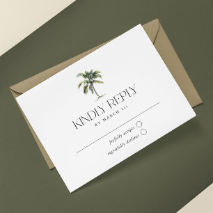 Minimal Palm Tree Tropical Beach Hochzeit RSVP Karte