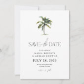 Minimal Palm Tree Tropical Beach Hochzeit Save The Date (Vorderseite)