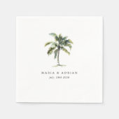 Minimal Palm Tree Tropical Beach Hochzeit Serviette (Vorderseite)