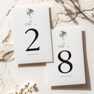 Minimal Palm Tree Tropical Beach Hochzeit Tischnummer