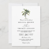 Minimal Palm Tree Tropical Beach QR Code Wedding Einladung (Vorderseite)