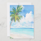 Minimal Palm Tree Tropical Island Beach Hochzeit Einladung (Rückseite)