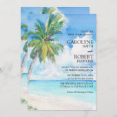 Minimal Palm Tree Tropical Island Beach Hochzeit Einladung (Vorne/Hinten)