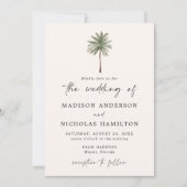 Minimal Palm Tree Wedding Einladung (Vorderseite)