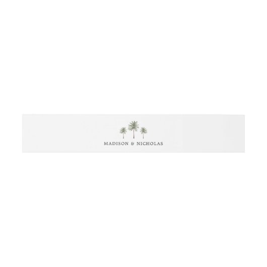 Minimal Palm Tree Wedding Einladungsbanderole (Flach)