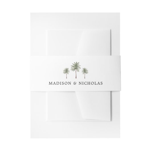 Minimal Palm Tree Wedding Einladungsbanderole (Vorderseite Beispiel)