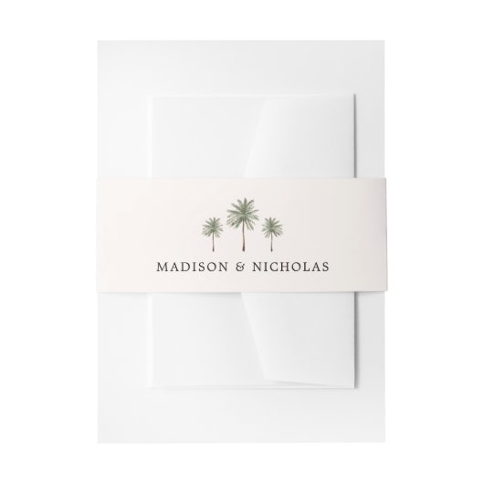 Minimal Palm Tree Wedding Einladungsbanderole (Vorderseite Beispiel)
