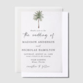 Minimal Palm Tree Wedding Pergament Einladungen (Versetzt)