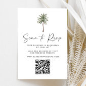 Minimal Palm Tree Wedding QR Code RSVP Karte
