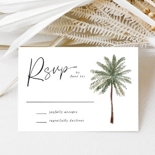 Minimal Palm Tree Wedding RSVP Karte