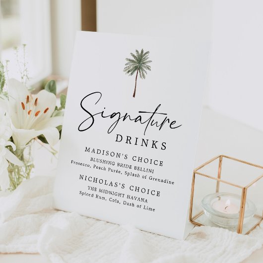 Minimal Palm Tree Wedding Signature Drinks Sockelschild
