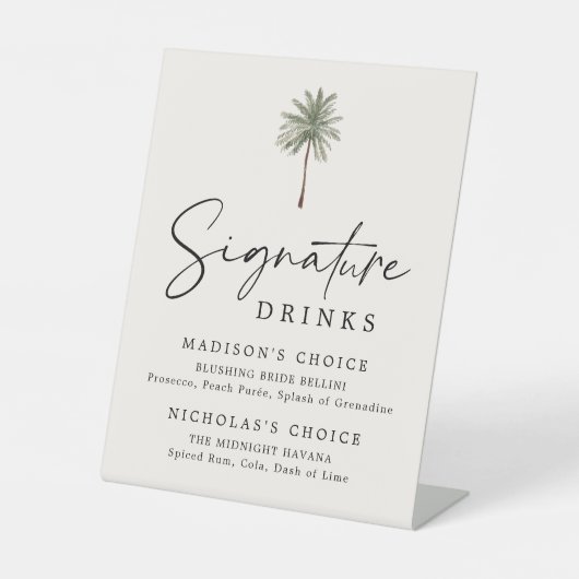 Minimal Palm Tree Wedding Signature Drinks Sockelschild (Vorderseite)