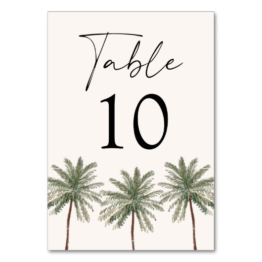 Minimal Palm Tree Wedding Tischnummer (Vorderseite)