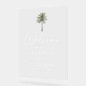 Minimal Palm Tree Wedding Willkommen Acrylschild (Winkel)