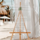 Minimal Palm Tree Wedding Willkommen Acrylschild