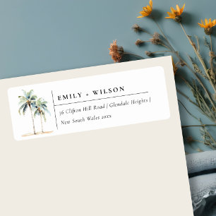 Minimal Palm Trees Watercolor Tropische Adresse
