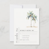 Minimal Palmen Bäume tropische Aquarellblüte Hochz RSVP Karte (Vorderseite)