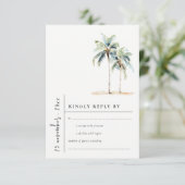 Minimal Palmen Bäume tropische Aquarellblüte Hochz RSVP Karte (Stehend Vorderseite)