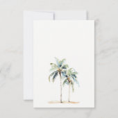 Minimal Palmen Bäume tropische Aquarellblüte Hochz RSVP Karte (Rückseite)