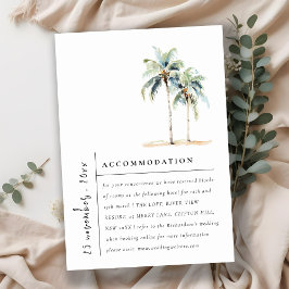 Minimal Palmen tropische Hochzeitsunterkunft Begleitkarte