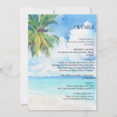 Minimal Palmen tropisches Meer in einer Hochzeit Einladung (Rückseite)
