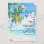 Minimal Palmen tropisches Meer in einer Hochzeit Einladung (Vorne/Hinten)