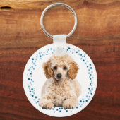 Minimal Pastel Blue Poodle | Custom Name & Photo Schlüsselanhänger (Rückseite)