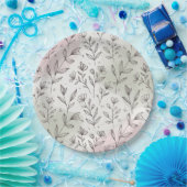 Minimal Pastel Boho Botanical Paper Plate Pappteller (Party)