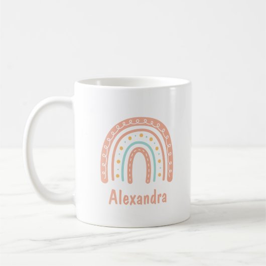Minimal Pastel Boho Rainbow Personalisiert Kaffeetasse (Links)