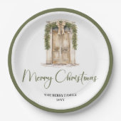 Minimal Pastel Christmas Custom Family Name Paper  Pappteller (Vorderseite)