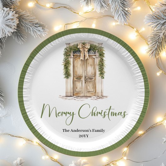 Minimal Pastel Christmas Custom Family Name Paper  Pappteller