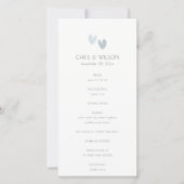 Minimal Pastel Dusky Blue Hearts Wedding Programm (Vorderseite)