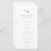 Minimal Pastel Dusky Blue Hearts Wedding Programm (Vorne/Hinten)