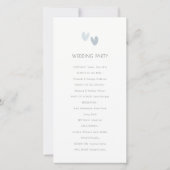 Minimal Pastel Dusky Blue Hearts Wedding Programm (Rückseite)