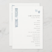 Minimal Pastel Dusky Blue Hearts Wedding Programm (Vorne/Hinten)