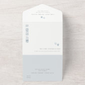 Minimal Pastel Dusky Blue Hearts Wedding QR Code All In One Einladung (Außenbereich)