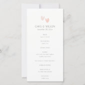 Minimal Pastel Dusky Pink Hearts Wedding Programm (Vorderseite)