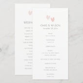 Minimal Pastel Dusky Pink Hearts Wedding Programm (Vorne/Hinten)