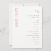 Minimal Pastel Dusky Pink Hearts Wedding Programm (Vorderseite)