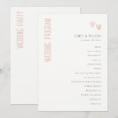 Minimal Pastel Dusky Pink Hearts Wedding Programm (Vorne/Hinten)