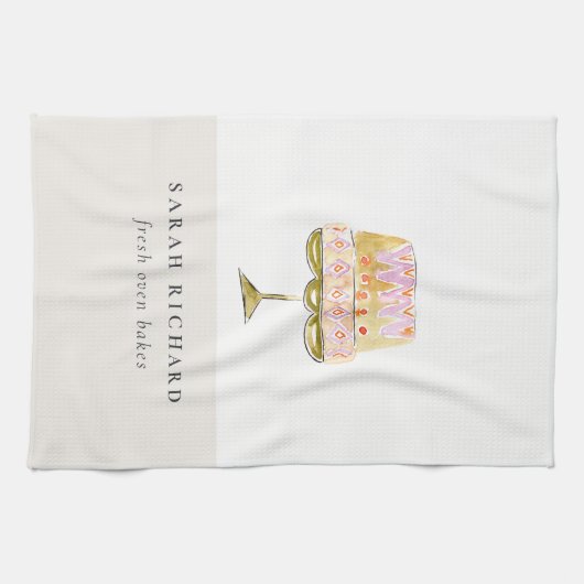 Minimal Pastel Farbenfrohe Bäckerei Geschirrtuch (Horizontal)