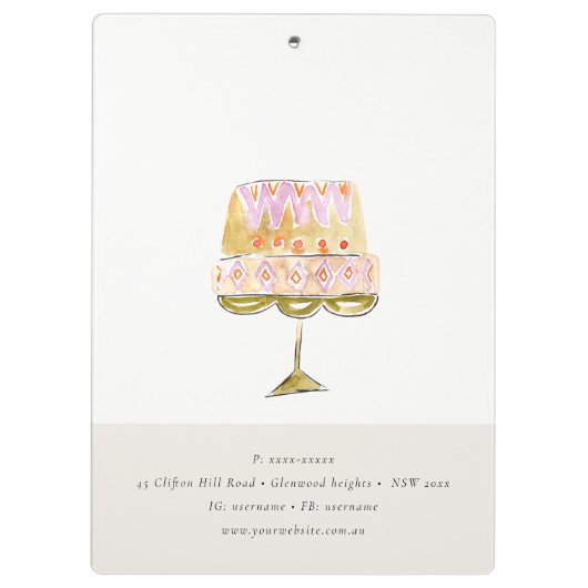 Minimal Pastel Farbenfrohe Bäckerei Klemmbrett (Rückseite)