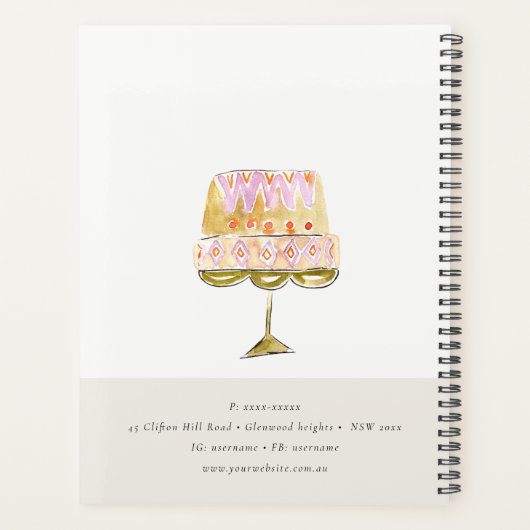 Minimal Pastel Farbenfrohe Bäckerei Planer (Rückseite)