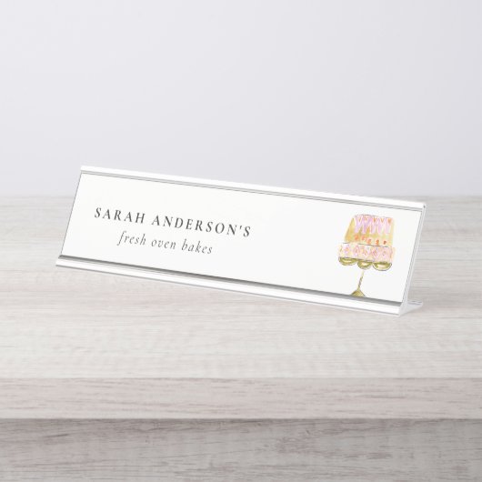 Minimal Pastel Farbenfrohe Bäckerei Schreibtischnamensplakette (Vorderseite )