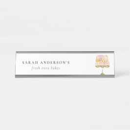 Minimal Pastel Farbenfrohe Bäckerei Schreibtischnamensplakette