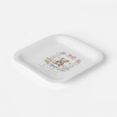 Minimal Pastel Floral Teddy Bear Baby Shower Pappteller (Gewinkelt)