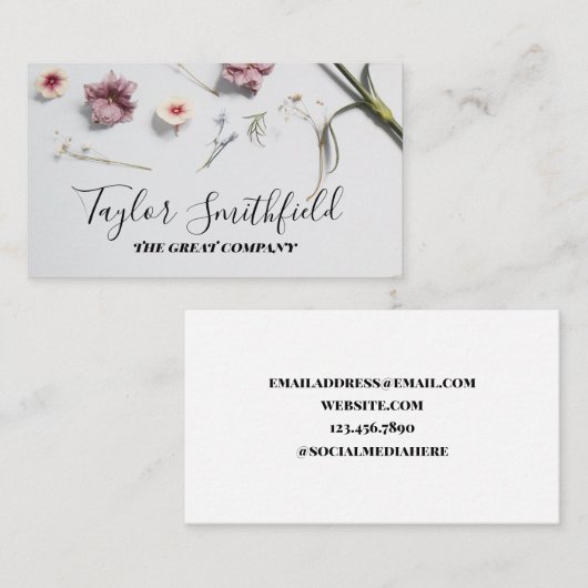 Minimal Pastel Florals Visitenkarte (Vorne/Hinten)