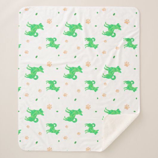 Minimal Pastel green chihuahua Silhouette blanket Sherpadecke (Vorderseite)