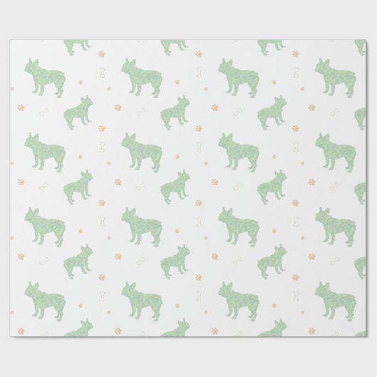 Minimal pastel mint french bulldog wrapping paper geschenkpapier (Flach)