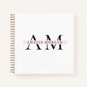 "Minimal Pastel Pink Initial & Name Personalisiert Notizblock (Vorderseite)